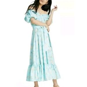 Love Shack Fancy x Target Estelle Puff Sleeve Floral Midi Dress Womens Size 6